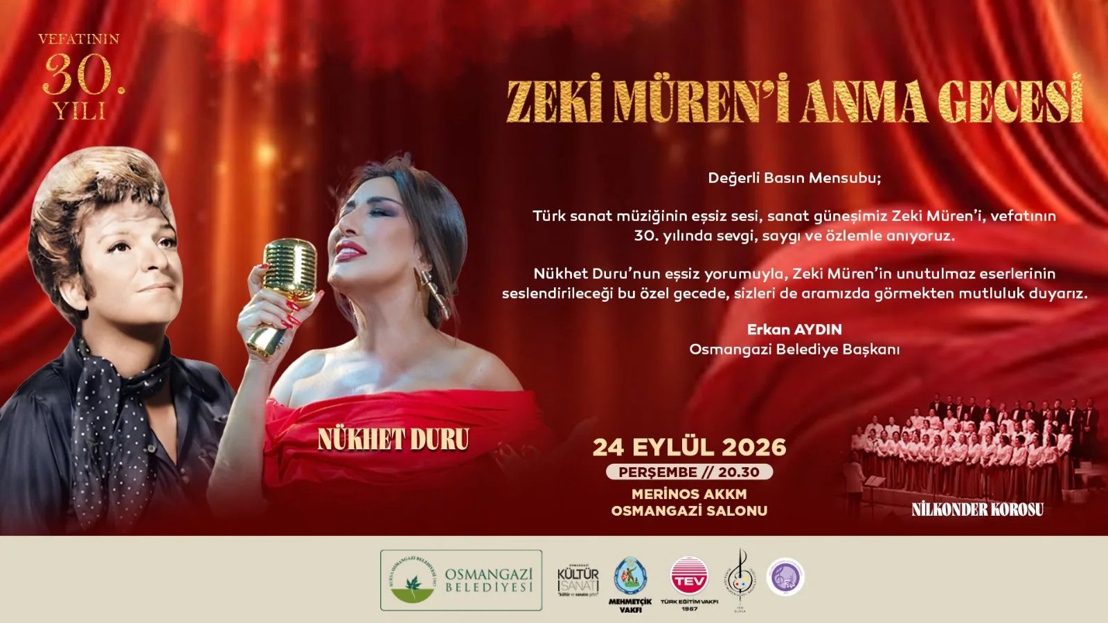 Zeki Müren, ölümünün 30. yılında Osmangazi'de anılacak
