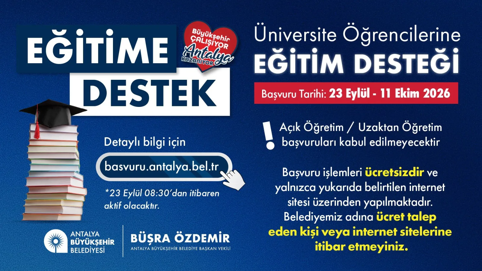 Antalya Büyükşehir Belediyesi üniversite öğrencilerine 20 bin TL eğitim desteği verecek