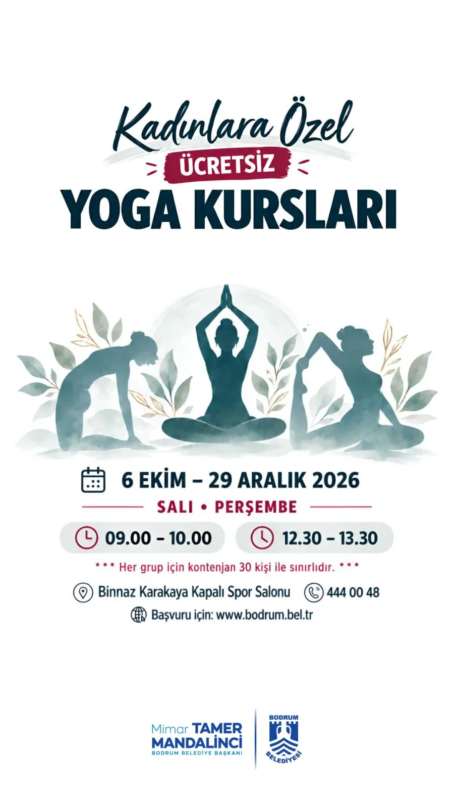 Bodrum’da kadınlara yönelik ücretsiz yoga kurslarında yeni dönem kayıtları başladı