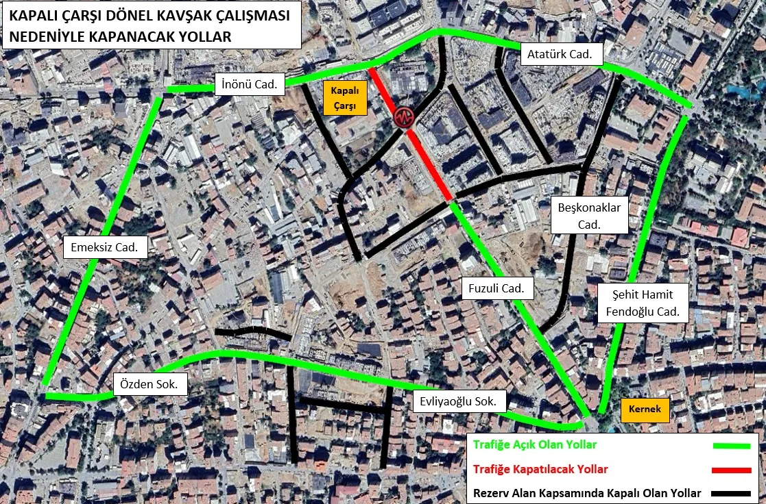 Malatya’da İnönü-Fuzuli caddeleri bağlantısında kavşak çalışması