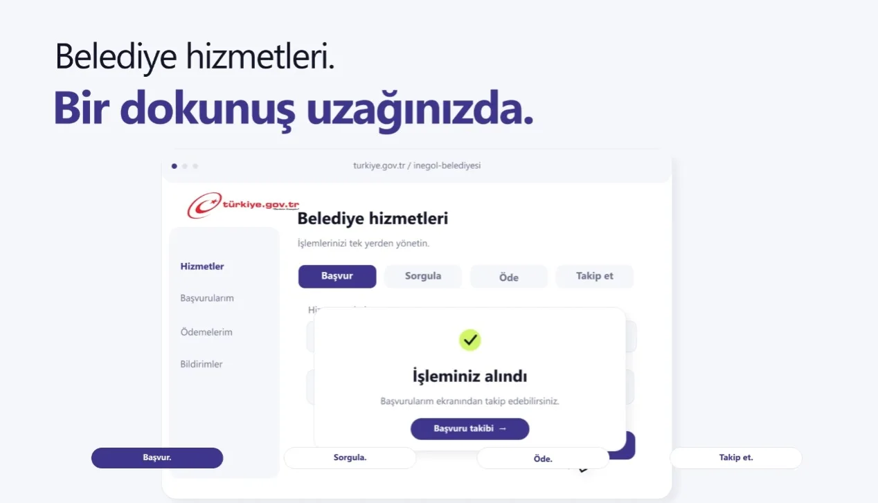 İnegöl Belediyesi’nin e-Devlet hizmetlerinde 507 bin 701 işlem gerçekleştirildi
