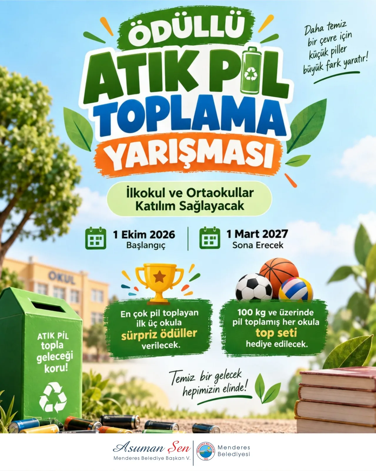 Menderes Belediyesi’nden atık pil toplama yarışması